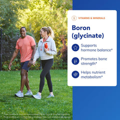Boron glycinate capsules on white background for mineral metabolism support.