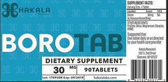 BoroTab 30 mg bottle nutrition facts—clear ingredient listing for informed choices.