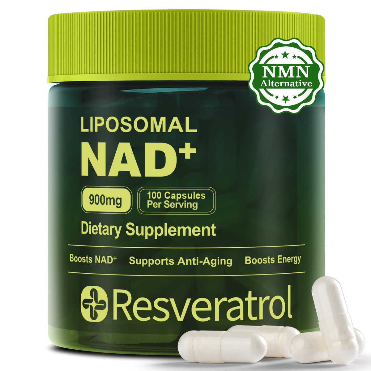 Bosnethuinh NAD+ supplement bottle front displays label and branding for everyday vitality.