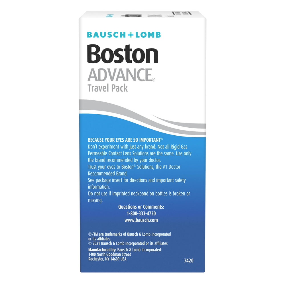 Boston Advance Travel Pack label close-up showing product identity.