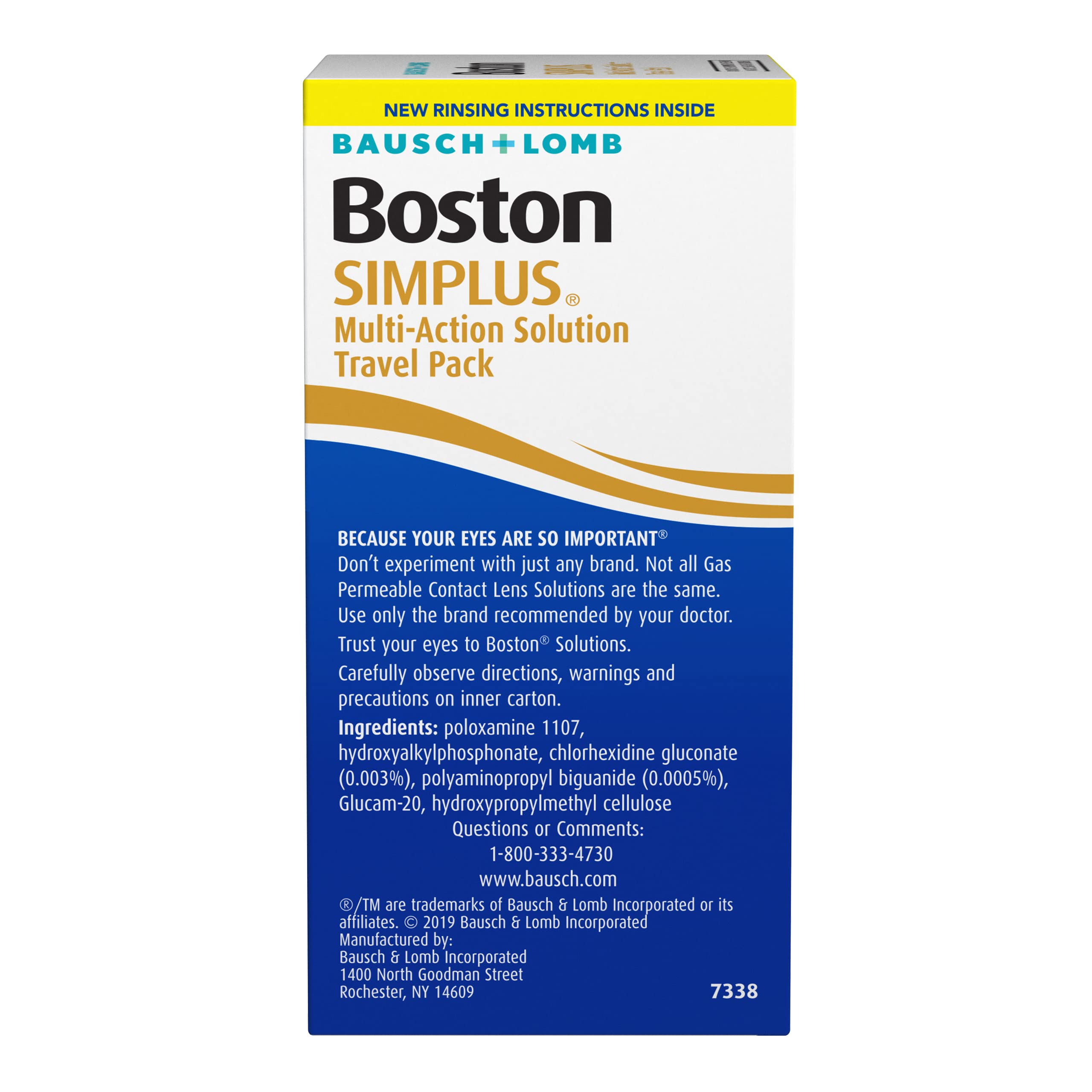 Boston SIMPLUS label detail shows usage directions for safe handling.