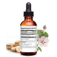 Botanic Choice Marshmallow Root liquid extract dropper delivering fast-relief drops in water.