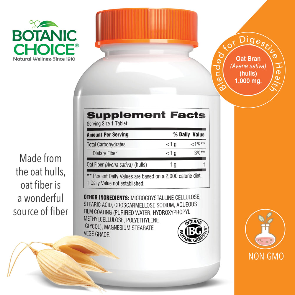 Botanic Choice Oat Fiber bottle label with plant-based nutrients details