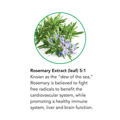 Droppers release rosemary extract into a glass of water for a gentle boost