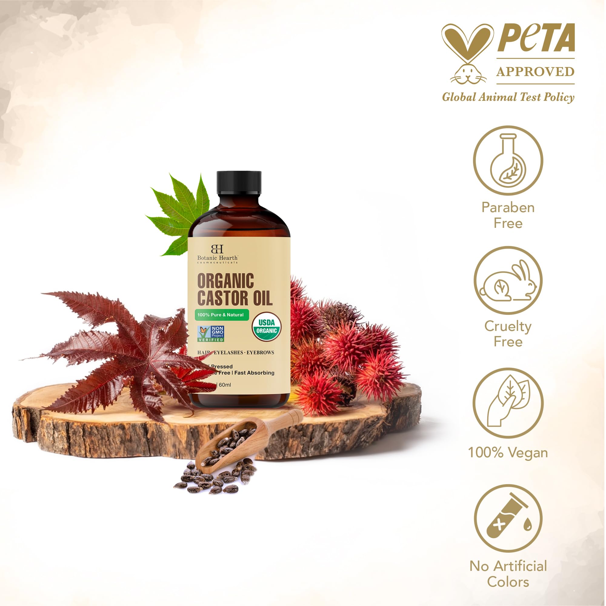 Botanic Hearth aceite de ricino en cabello para nutrir intensamente.