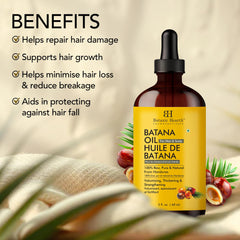 Close-up of Botanic Hearth Batana Oil showing its silky, fast-absorbing texture for hair.
