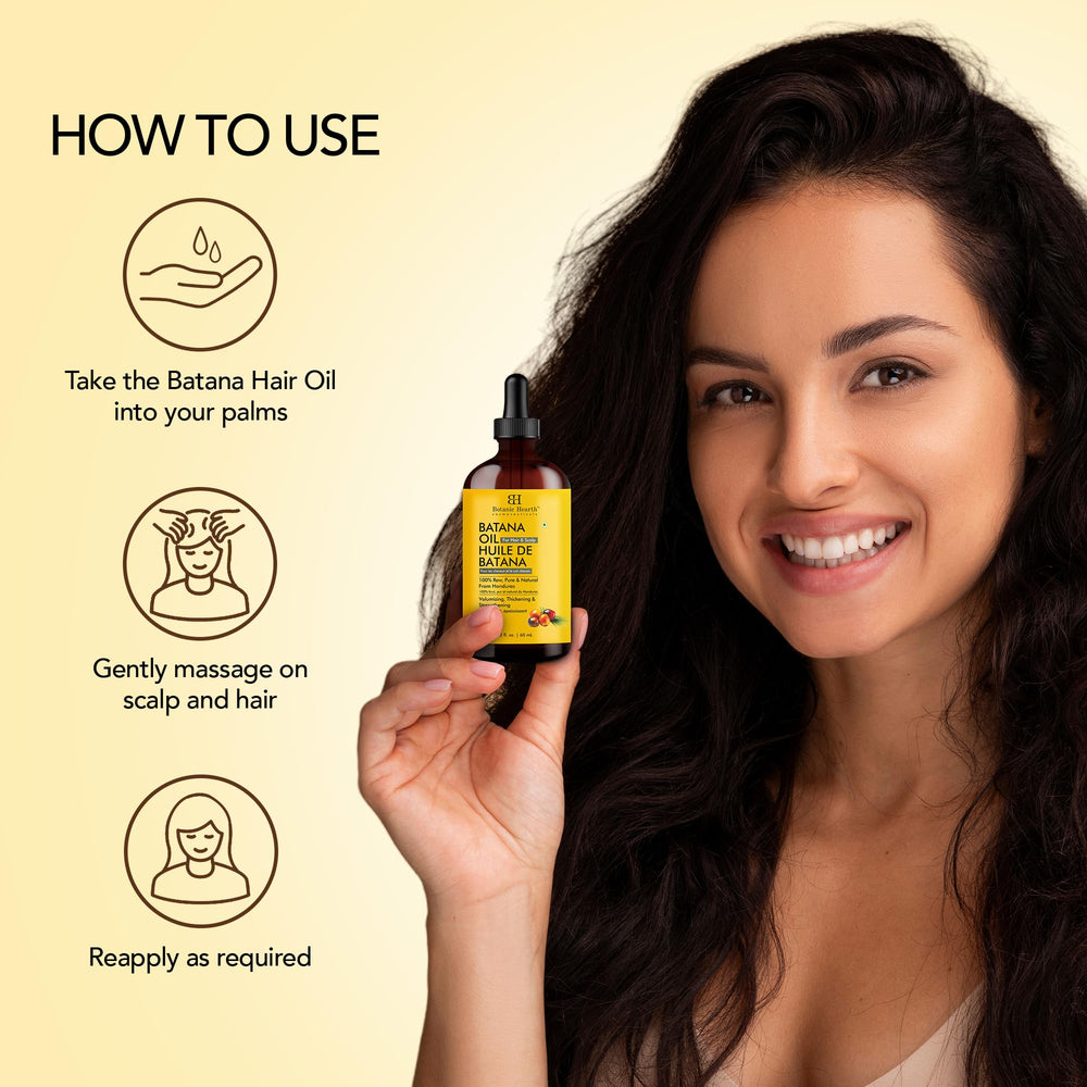 Botanic Hearth Batana Oil on scalp for gentle soothing care.