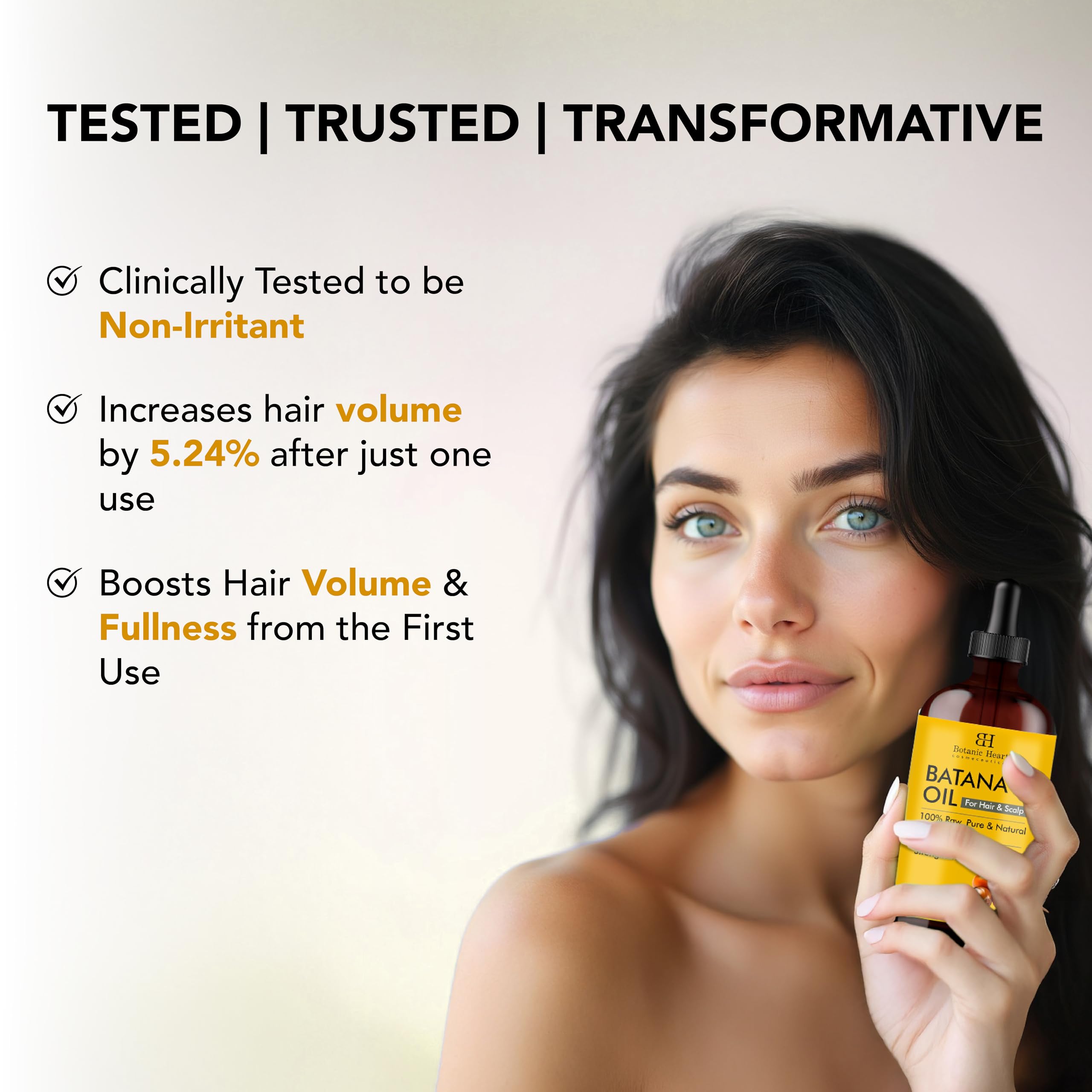 Batana Oil applied to hair to help tame frizz and smooth strands.