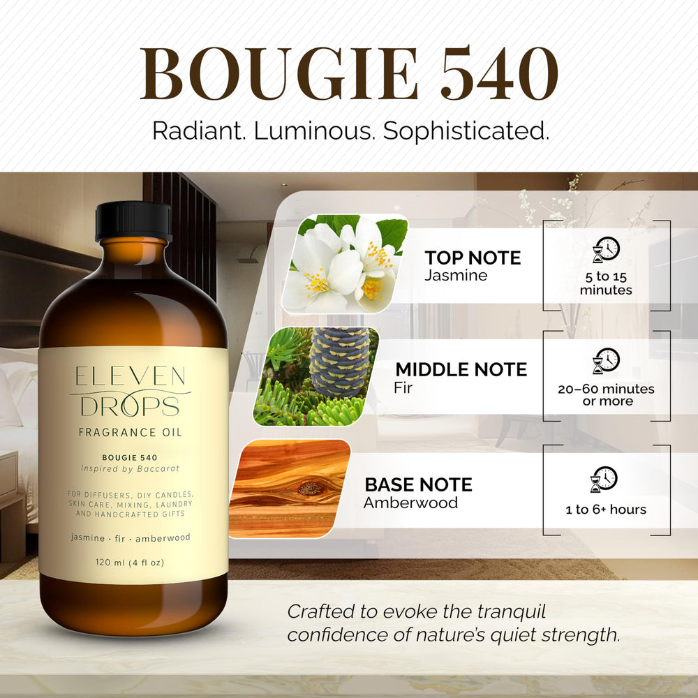 Bougie 540 jasmine-notes diffuser oil boosts ambiance in any room.