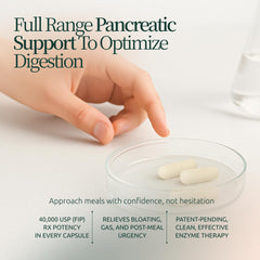 Boulder Bio Digestive Enzymes pouring from bottle to support meals.