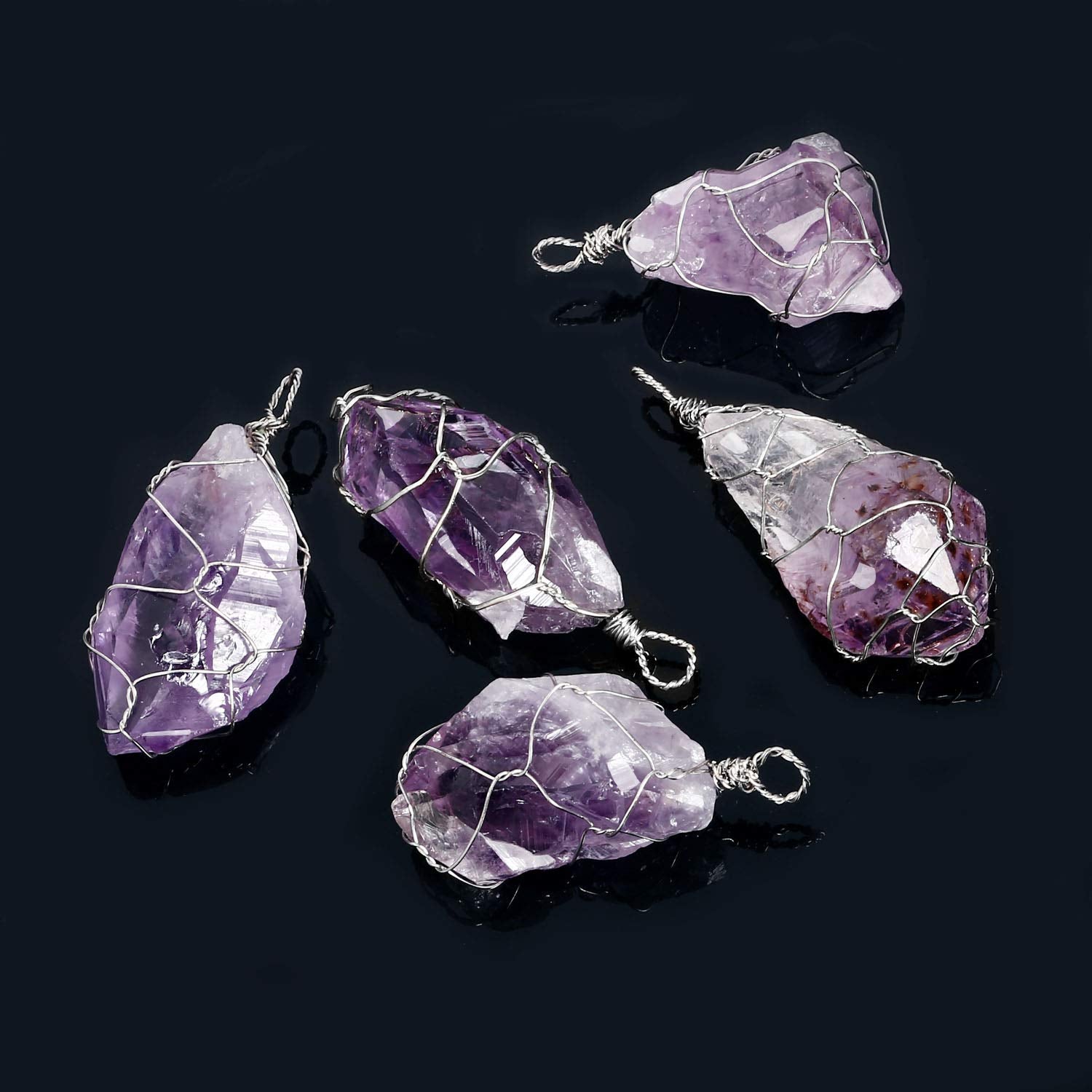 BoutiqueLovin handcrafted amethyst pendant with durable wire wrap.