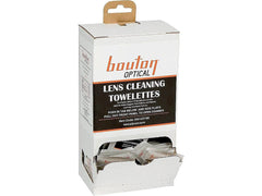 Bouton Optical lens cleaning towelette dispenser for quick anti-fog, streak-free lens maintenance.