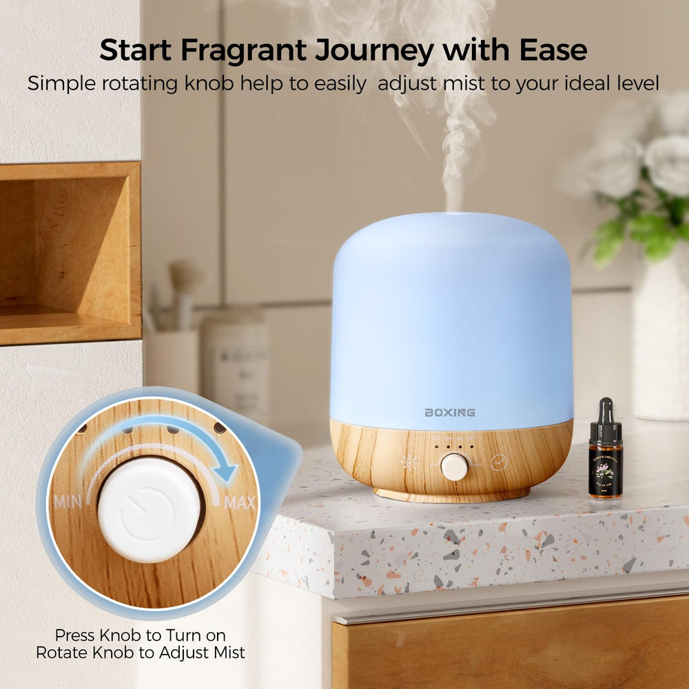 Boxing diffuser operates quietly and BPA-free for peaceful use.