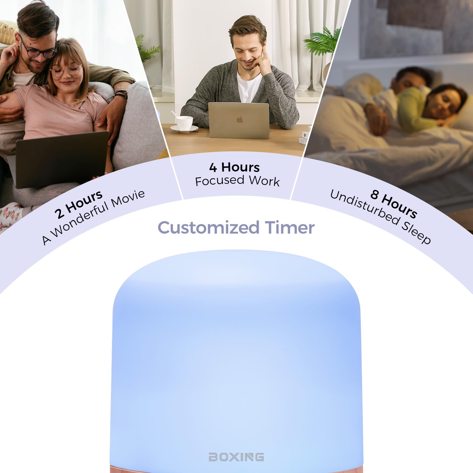 Boxing diffuser timer with auto shut-off for safe, worry-free use.