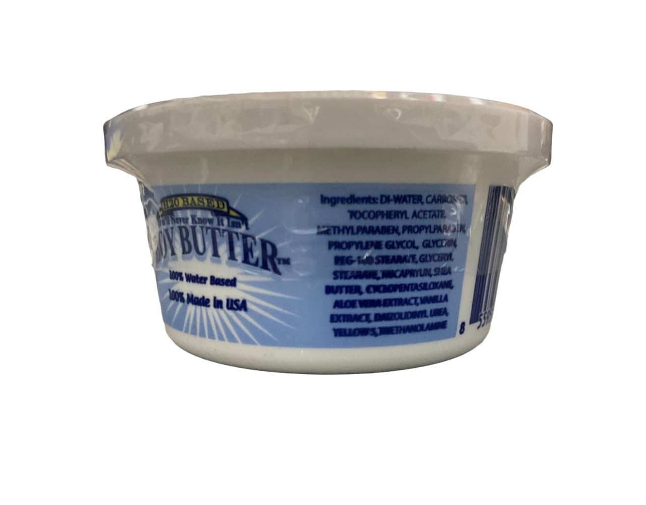 Boy Butter H2O Base tub packaging image showing a 4-ounce container for travel