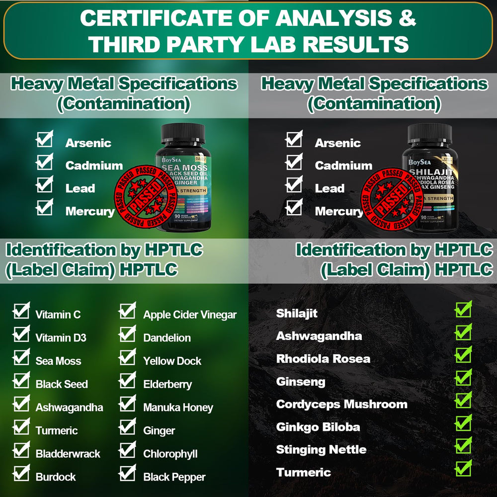 Boysea Shilajit capsules with Cordyceps and Rhodiola for vitality.
