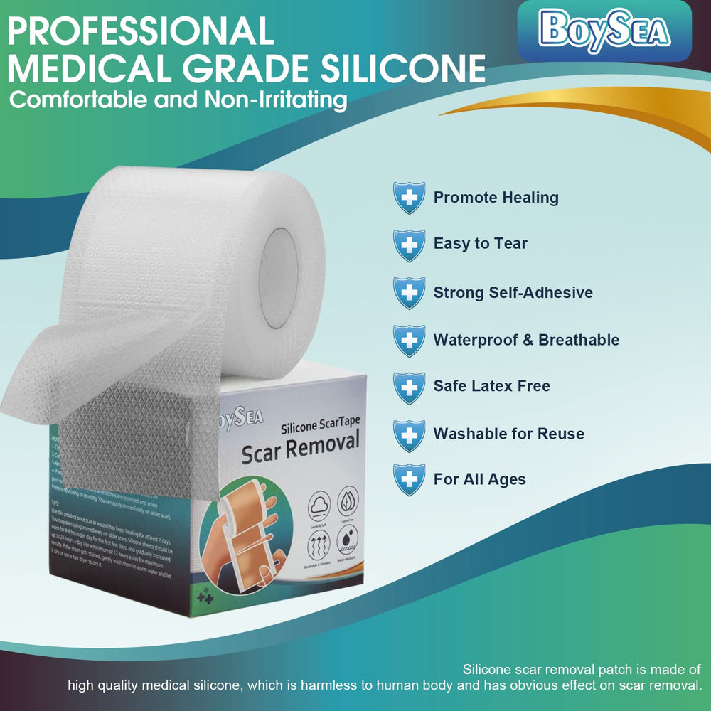 Boysea silicone scar tape on skin provides discreet scar management.