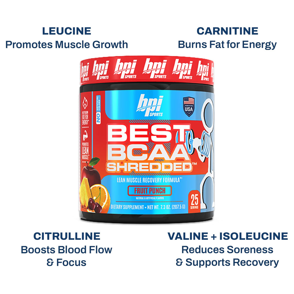 BPI Sports Best BCAA Shredded carnitine feature aids fat metabolism during workouts