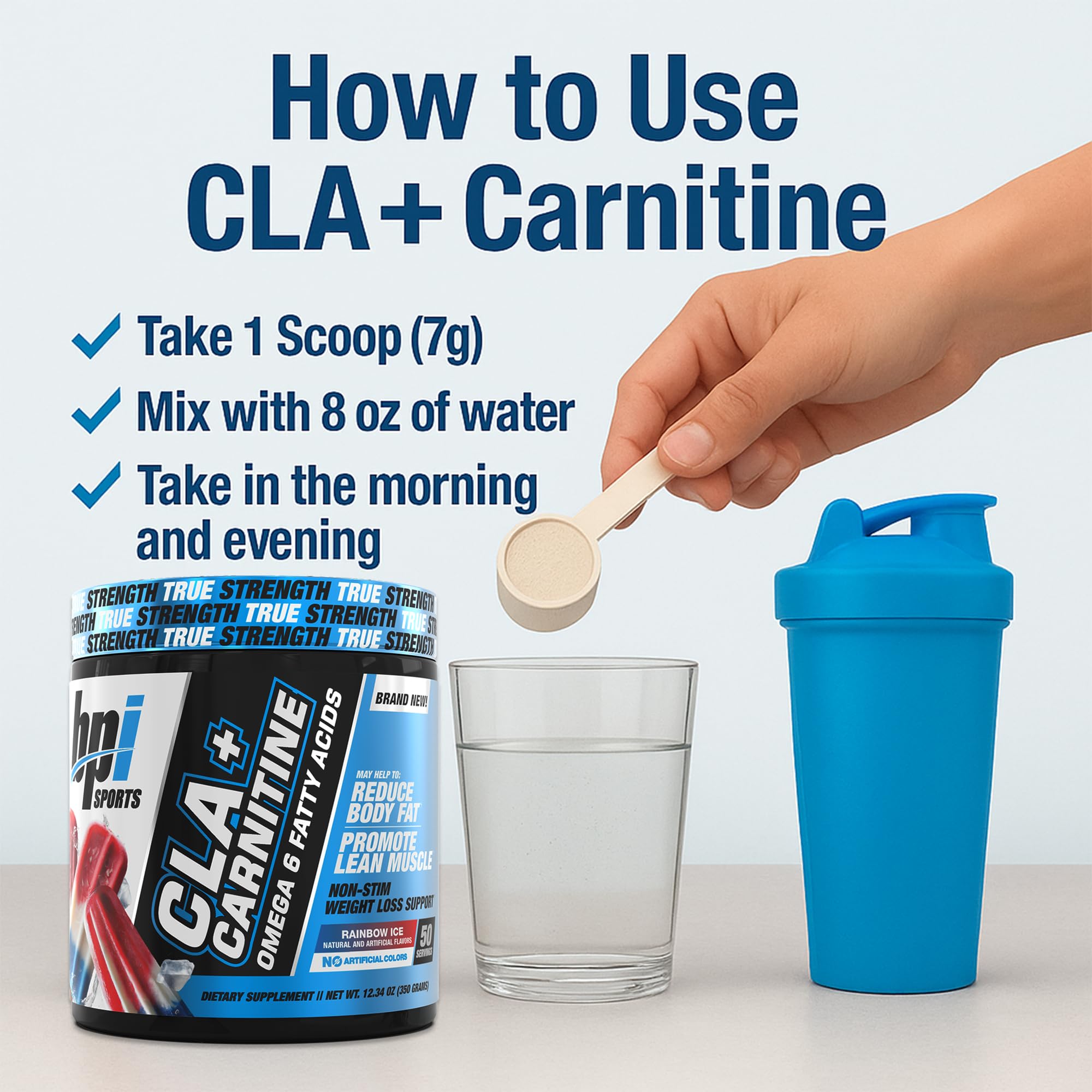 BPI Sports CLA+Carnitine powder mixes into water