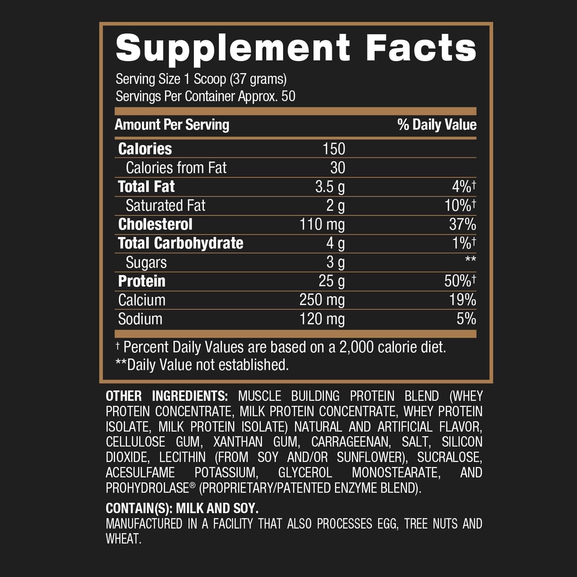 BPI Sports Whey HD nutrition facts label highlighting protein quality.