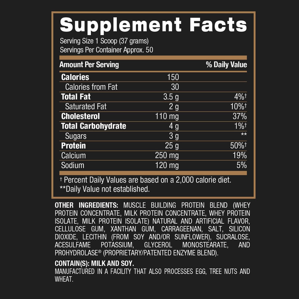 BPI Sports Whey HD nutrition facts label highlighting protein quality.