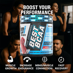 BPI Sports Best BCAA Rainbow Ice nutrition label close-up detailing formula