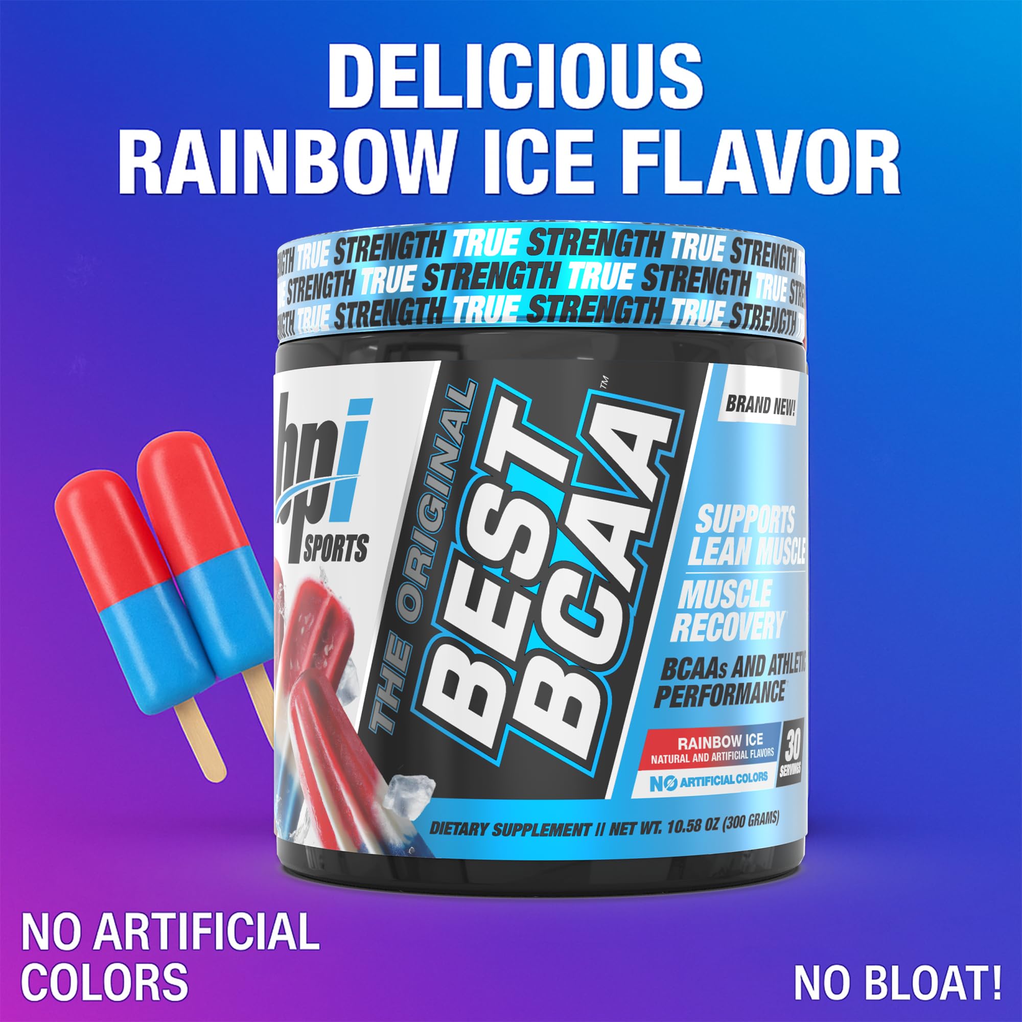 BPI Sports Best BCAA Rainbow Ice serving spoon ready for training fueling