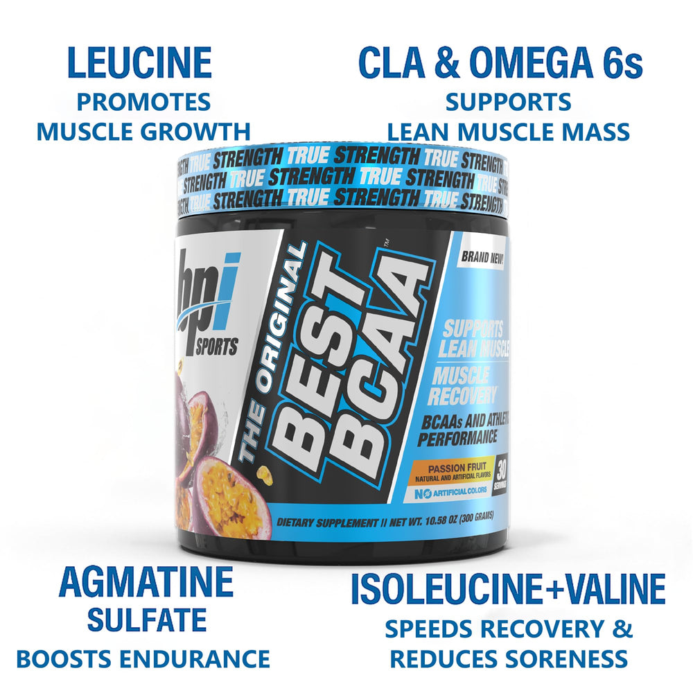 A scoop of BPI Best BCAA dissolving in water for endurance support.