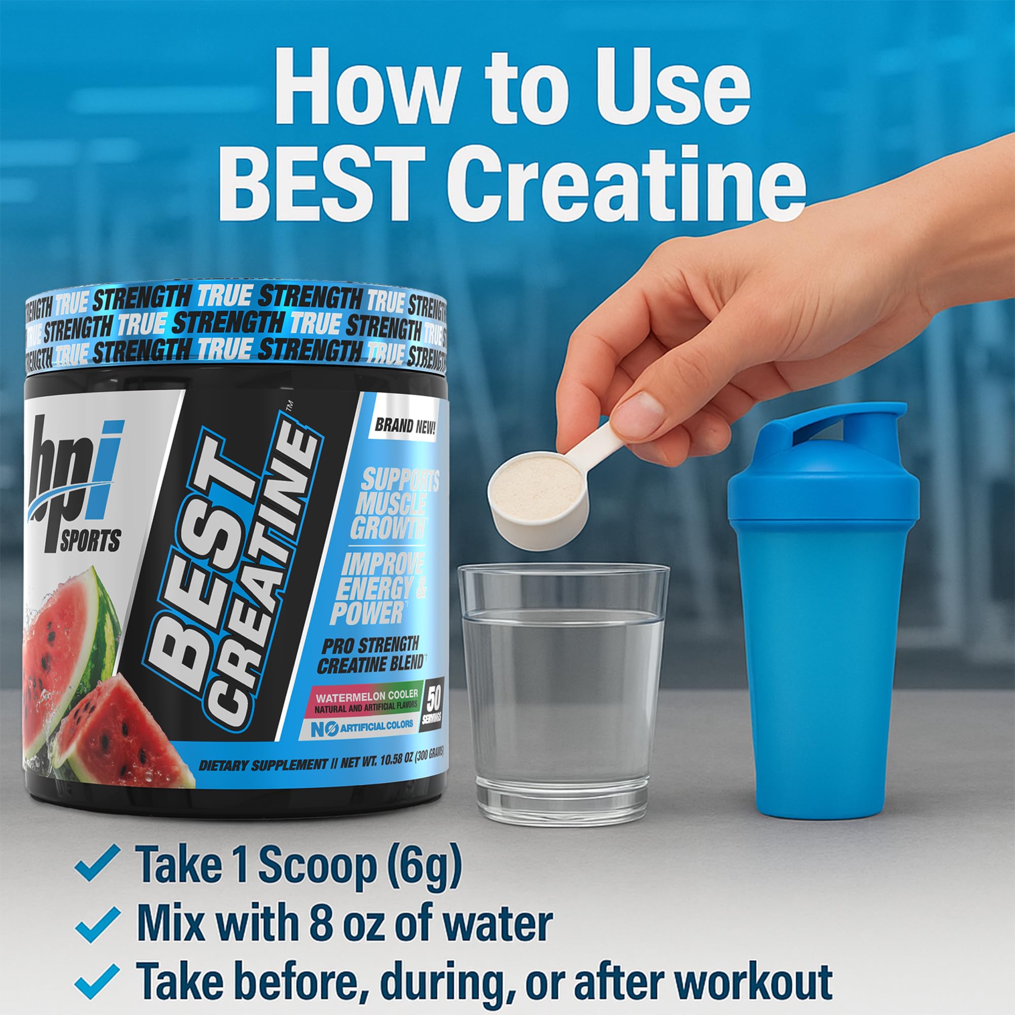 BPI Sports Best Creatine athlete in training using supplement for strength support.