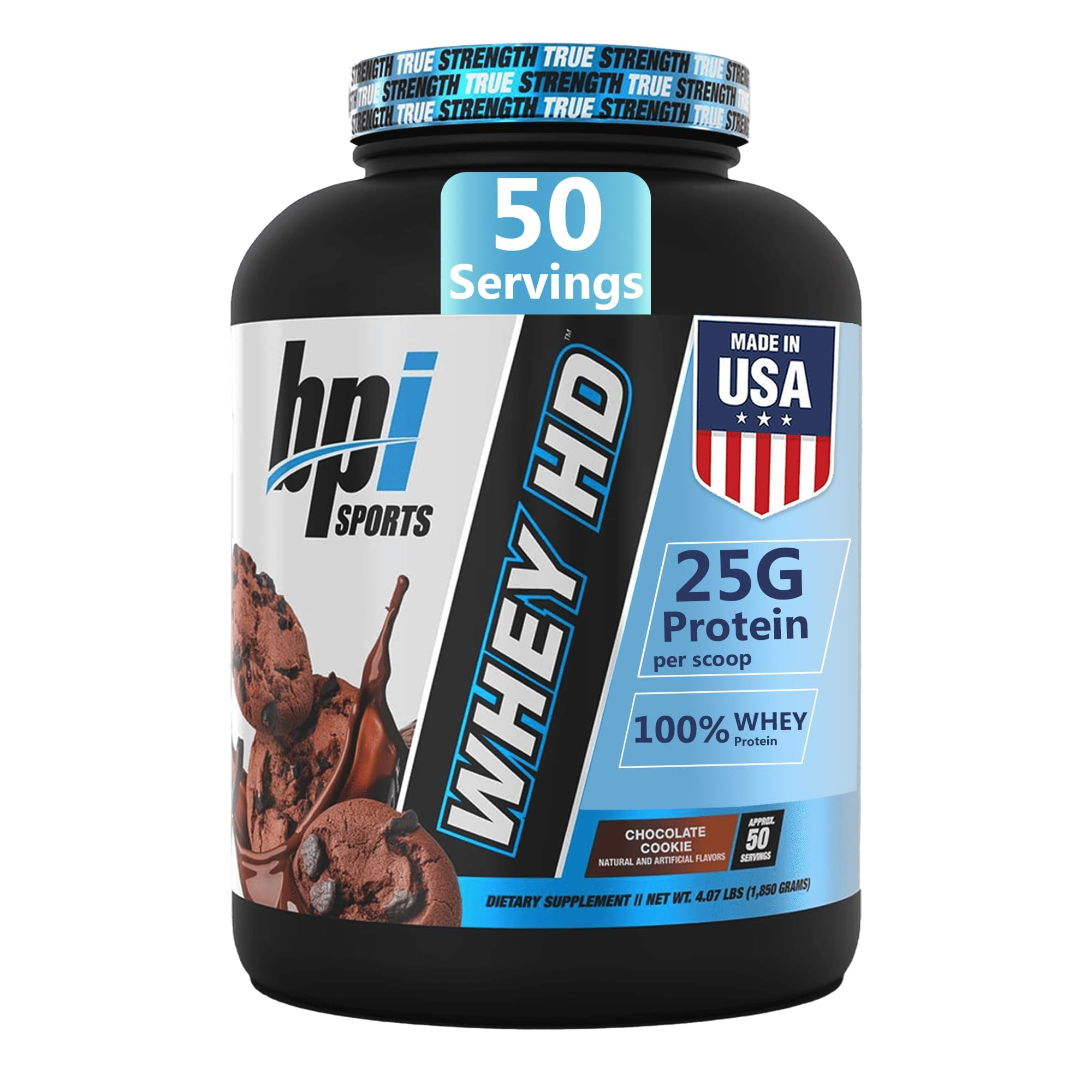 BPISports Whey HD chocolate cookie scoop for quick post‑workout protein delivery
