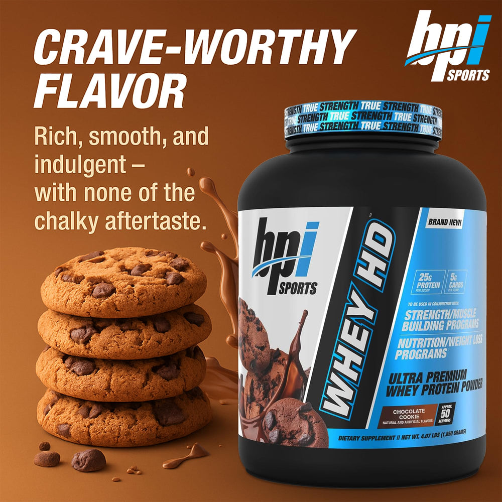 BPISports Whey HD shaker bottle pouring a smooth protein shake