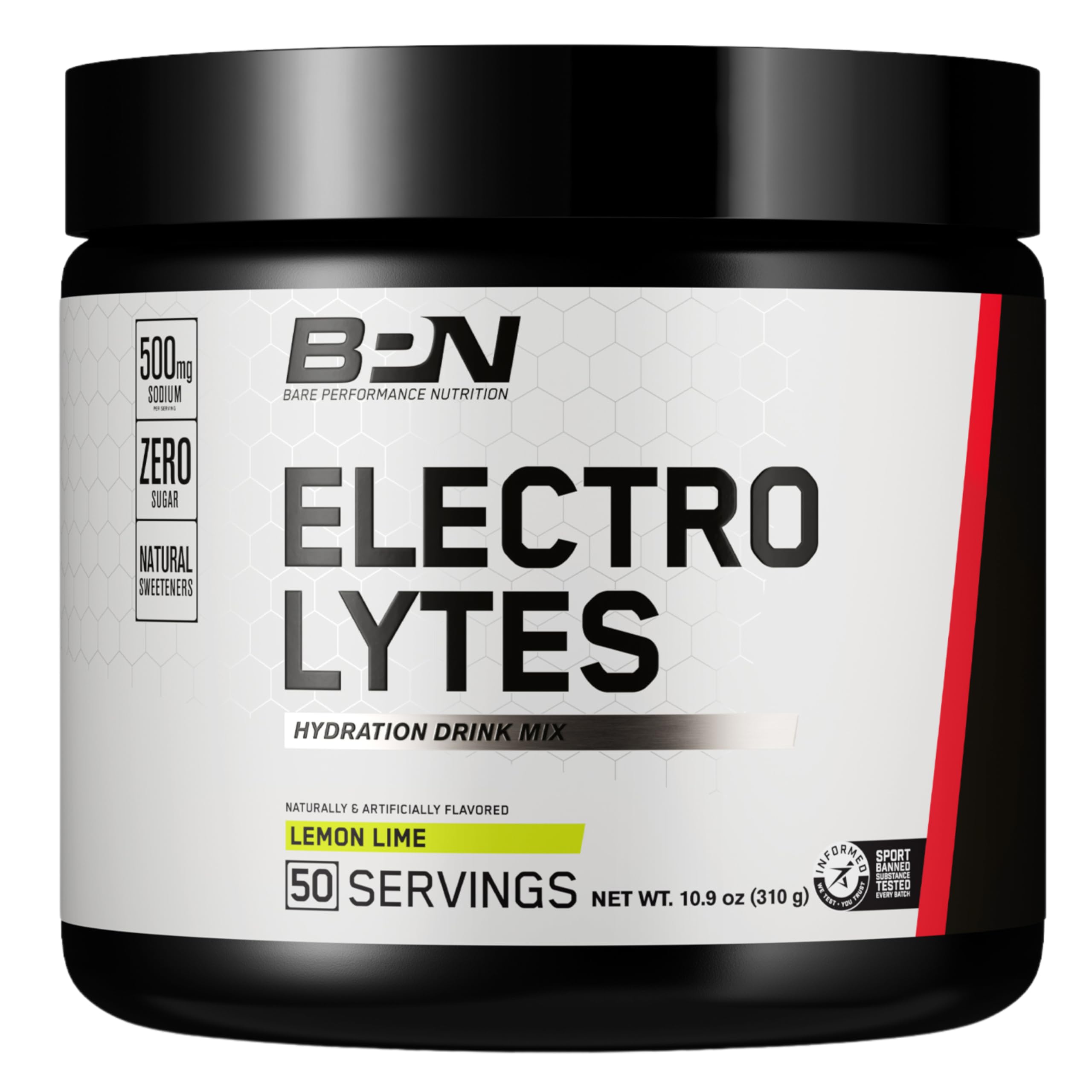 BARE PERFORMANCE NUTRITION BPN Electrolytes bottle pour for easy mixing and steady hydration.