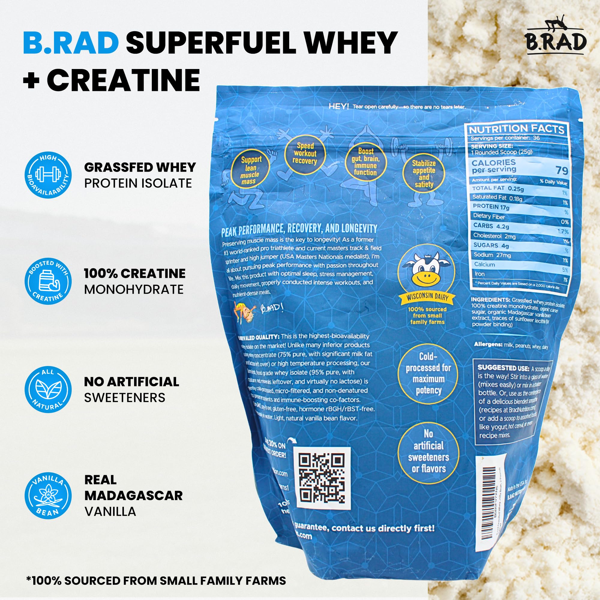 B.rad Superfuel creatine-matrix scoop signals strength and recovery potential