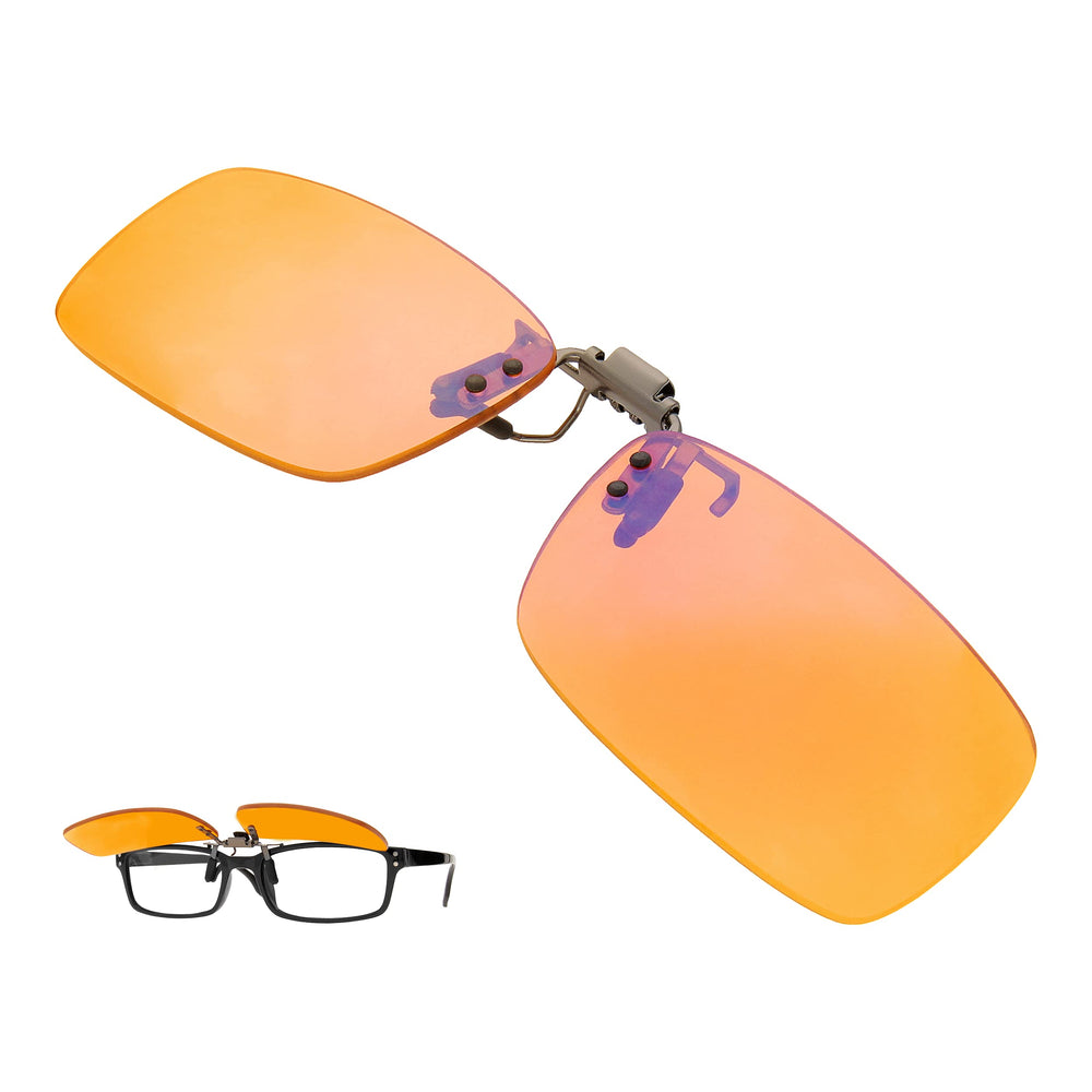 BRADDELL OPTICS blue-blocking clip-on amber lenses reduce headlight glare during night driving