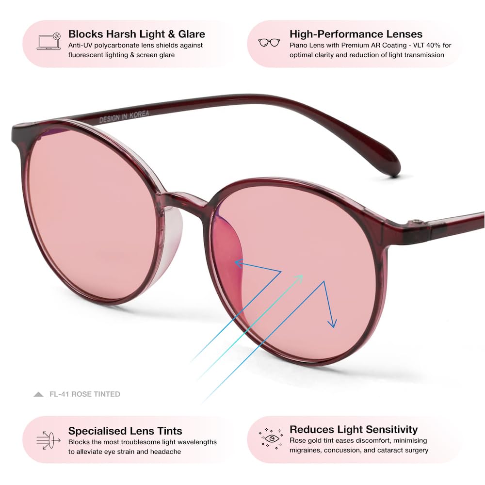 BRADDELL OPTICS Photophobia relief with glare reduction in bright environments.