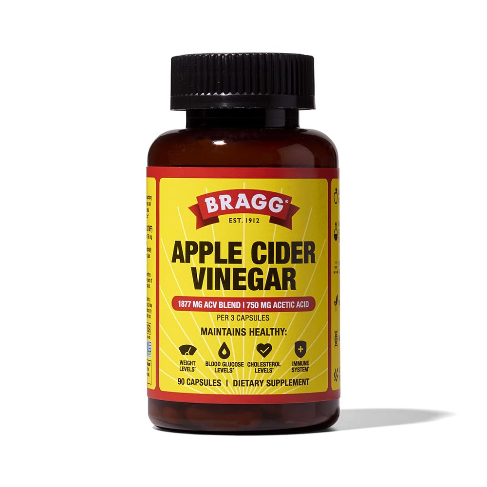 Bragg ACV capsules bottle for convenient daily wellness.