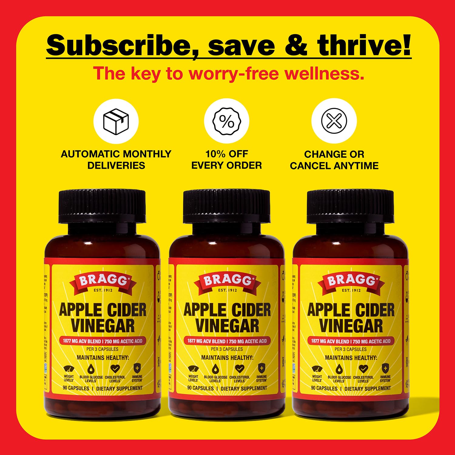 Bragg ACV Capsules on kitchen counter illustrating a daily wellness ritual.
