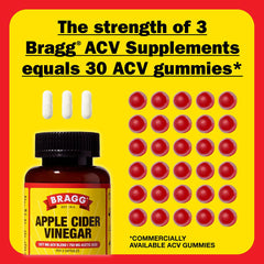 Bragg Apple Cider Vinegar Capsules nutrition label visible for health-conscious shoppers.