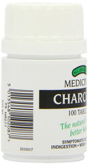 Bragg Charcoal 300mg capsules closeup highlighting vegan-friendly capsules and quick relief.