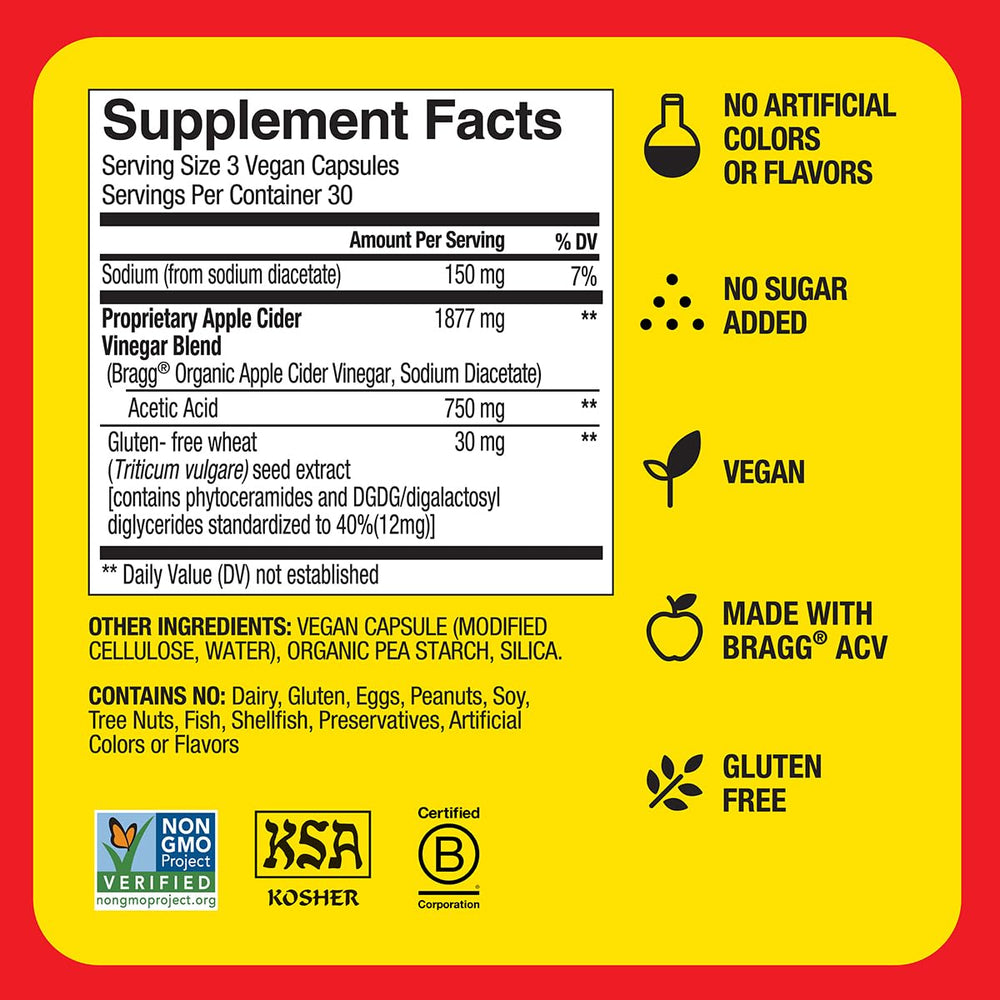 Bragg Renew vegan non-GMO kosher gluten-free icons on packaging.