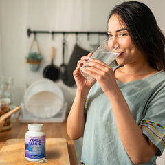 Brainista Yerba Magic capsules on desk for daily use.