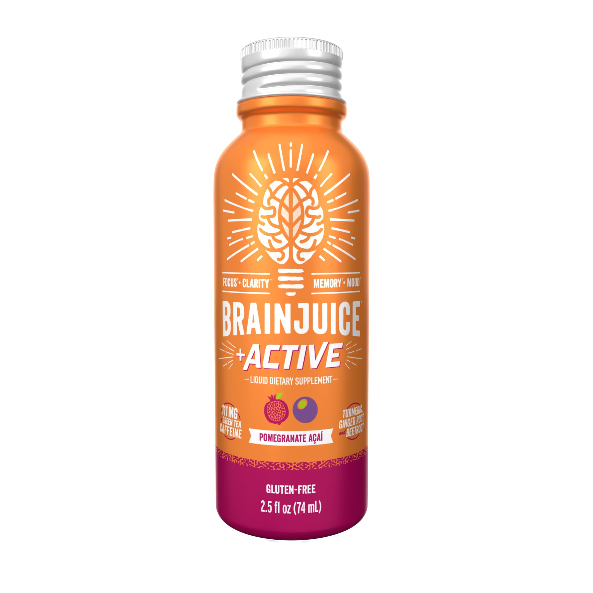 BrainJuice Active shot beside gym gear ready for a workout.