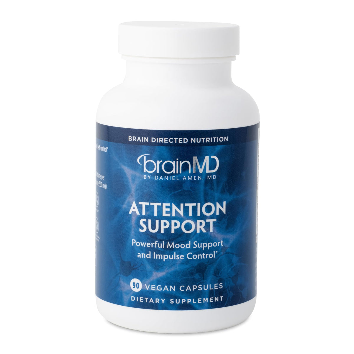 BrainMD Attention Support bottle on a desk may support focus today