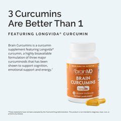 BrainMD Brain Curcumins label detail highlighting gluten-free formulation
