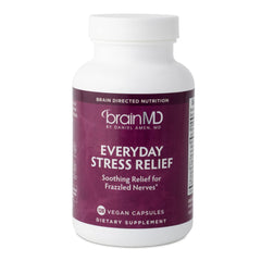 BrainMD Dr Amen Everyday Stress Relief bottle front for calm focus.