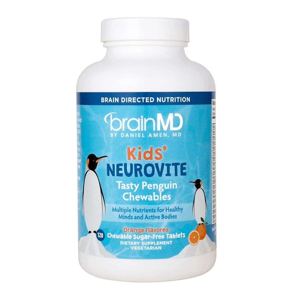 BrainMD NeuroVite orange penguin chewables support growth and daily energy