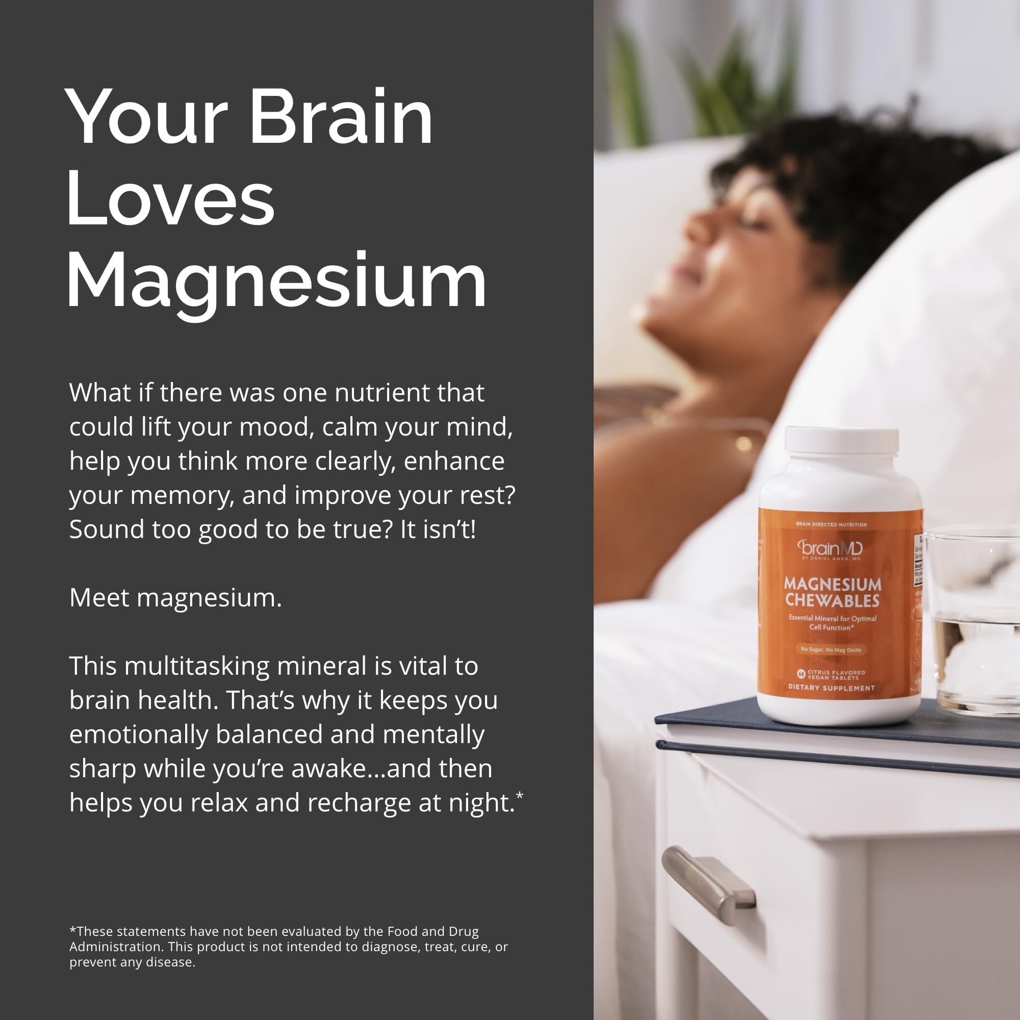 BrainMD Dr Amen Magnesium Chewables Citrus blister pack for on-the-go use