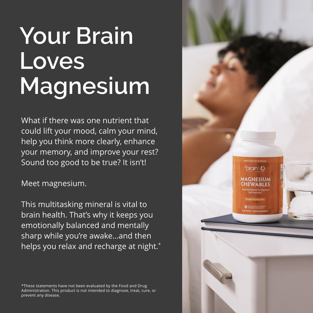 BrainMD Dr Amen Magnesium Chewables Citrus blister pack for on-the-go use