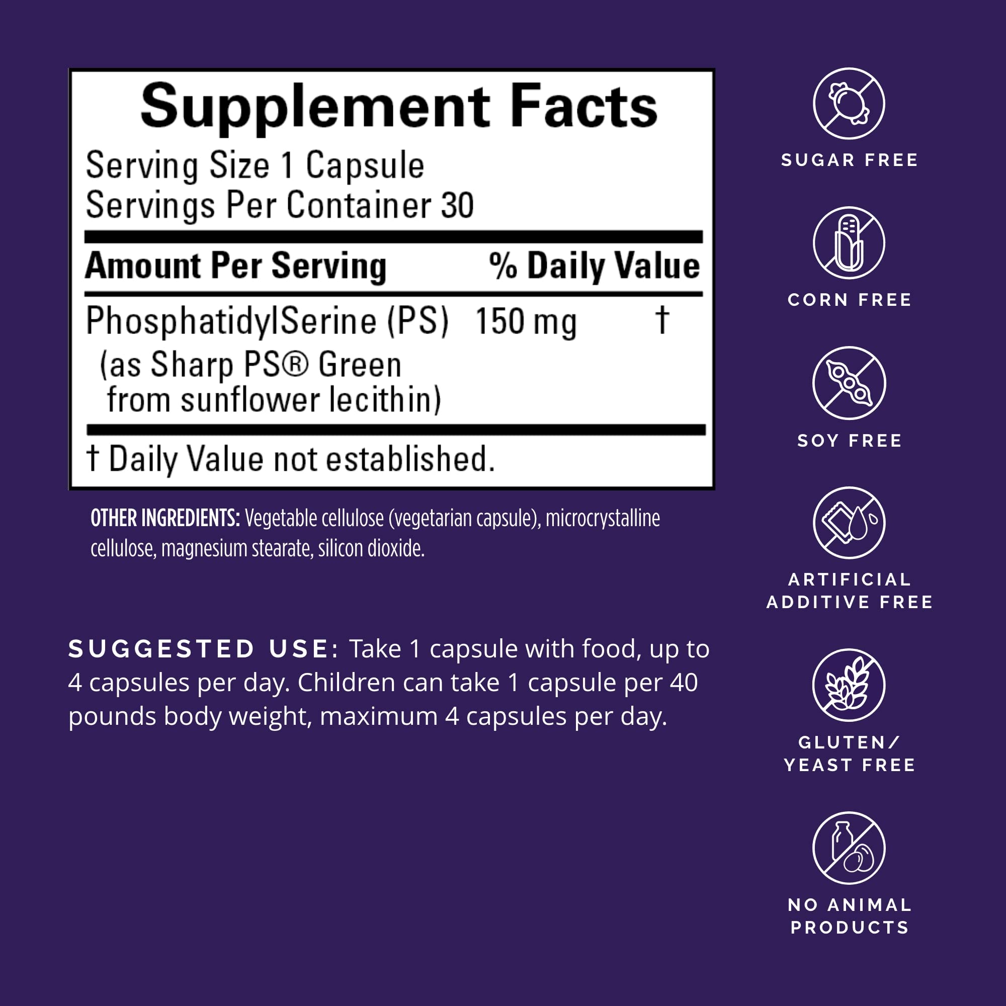 BRAINMD Dr Amen NeuroPS capsules close-up highlighting 150 mg phosphatidylserine for energy.