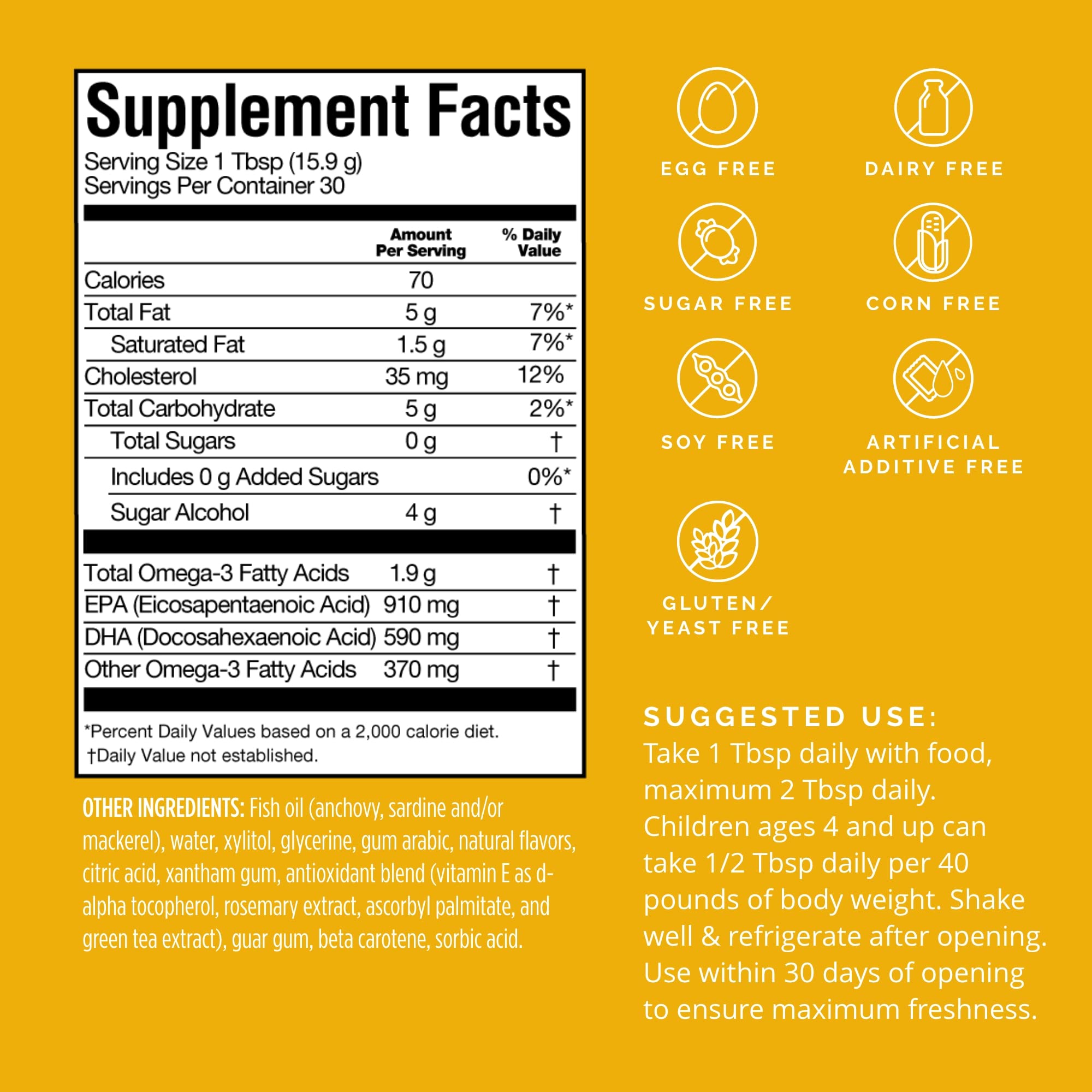 BrainMD Omega-3 Power Squeeze label highlights purity and doctor formulated ingredients